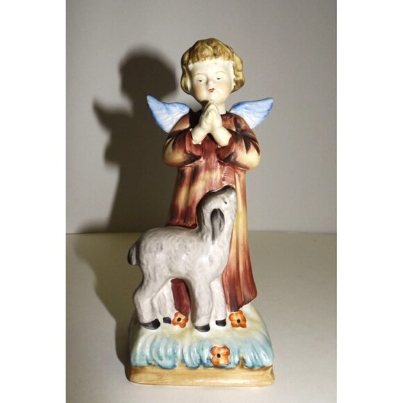 San Myro Guardian Angel with Lamb Vintage Japan - Picture 1 of 6